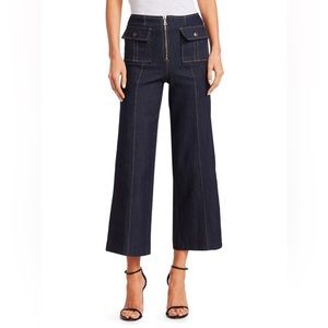 Cinq à Sept Azure Front High-Rise Wide Leg Crop Jeans